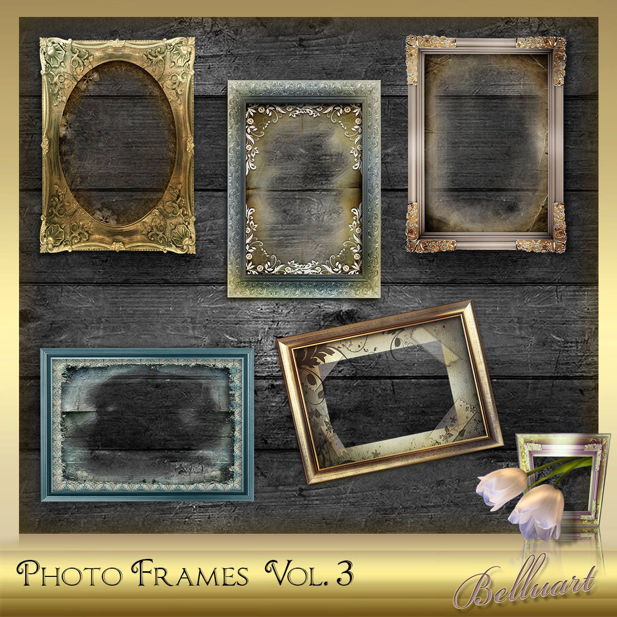 5 Photo Frames Vol.1 Vintage Frame Digital Etsy