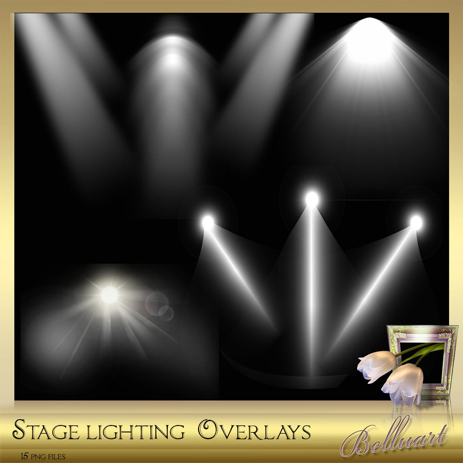 15 Stage Lighting Overlays Vol 1 Spotlight Overlays Light Etsy