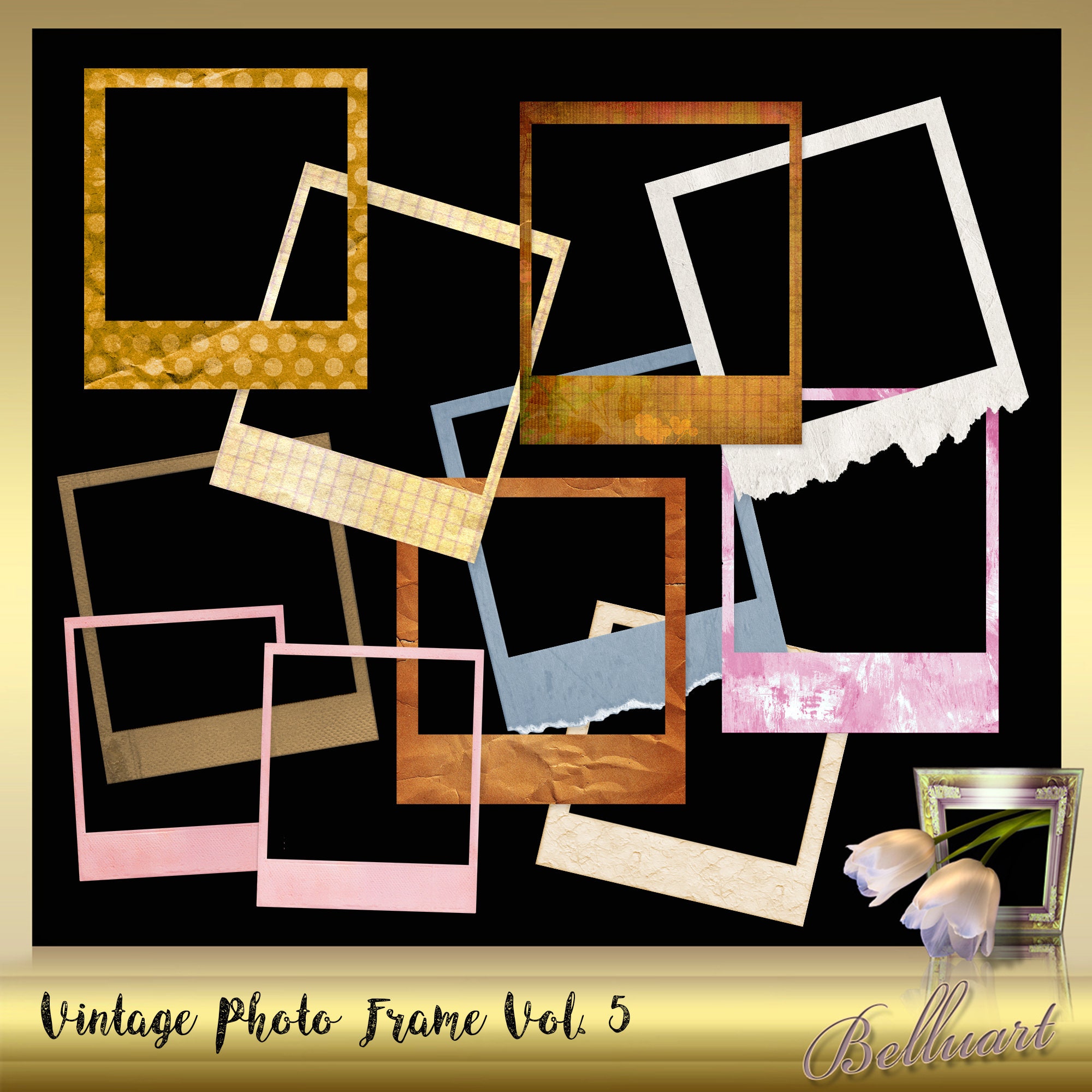10 VINTAGE Photo Frames Vol. 5 Vintage Frame Etsy