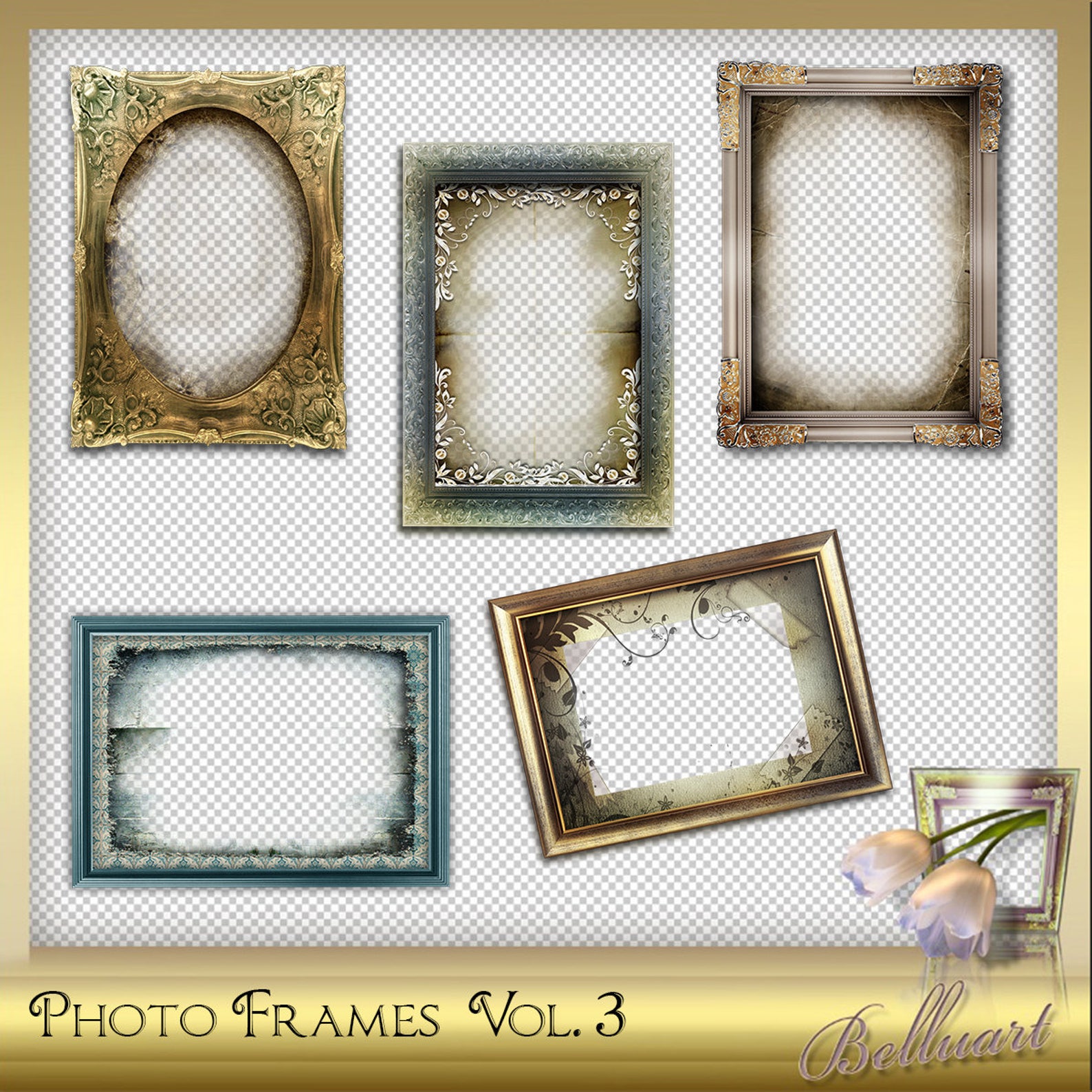 5 Photo Frames Vol.1 Vintage Frame Digital Etsy