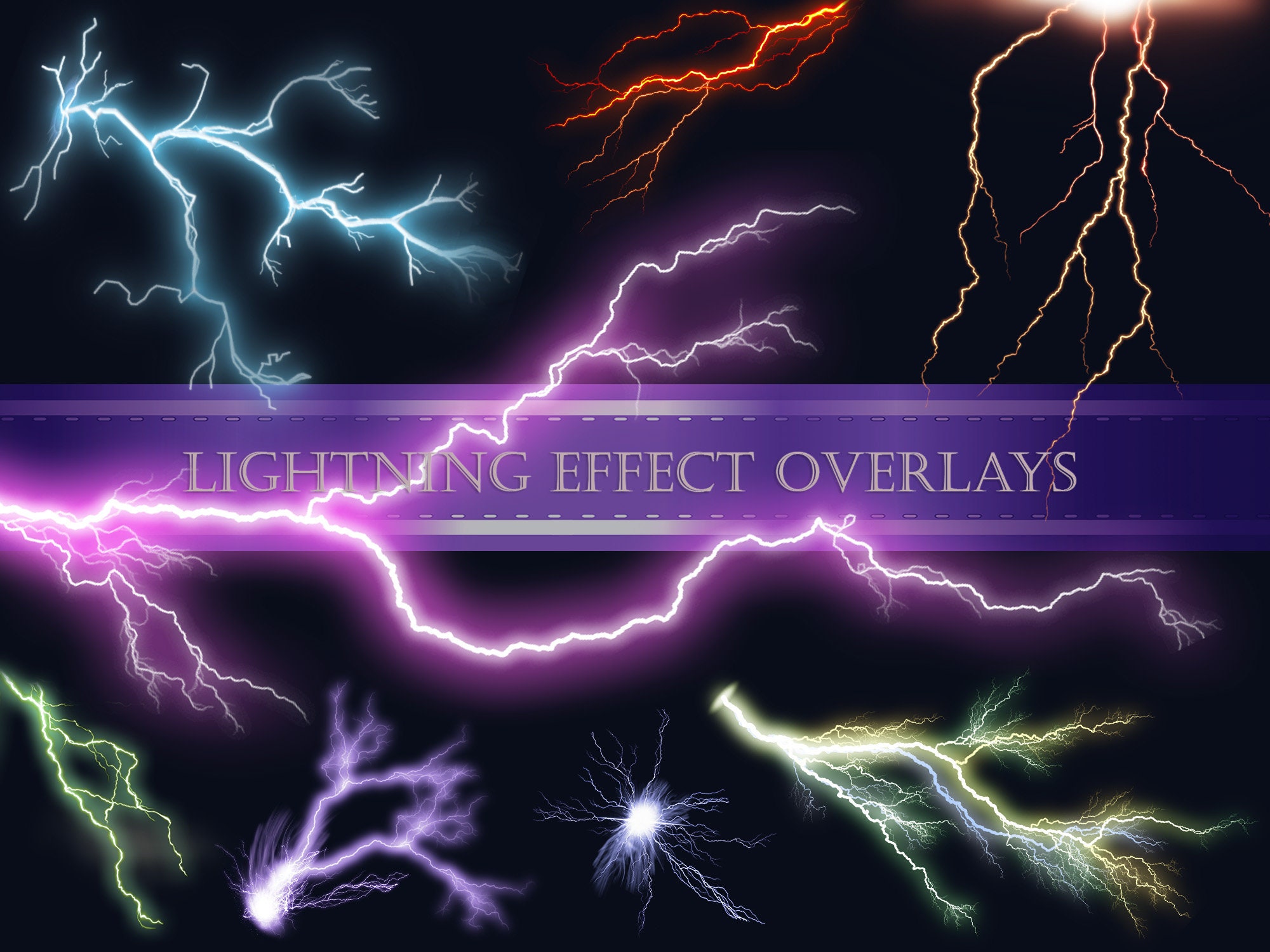 Lightning Effect Overlay Lightning Photo Overlay Lightning Etsy
