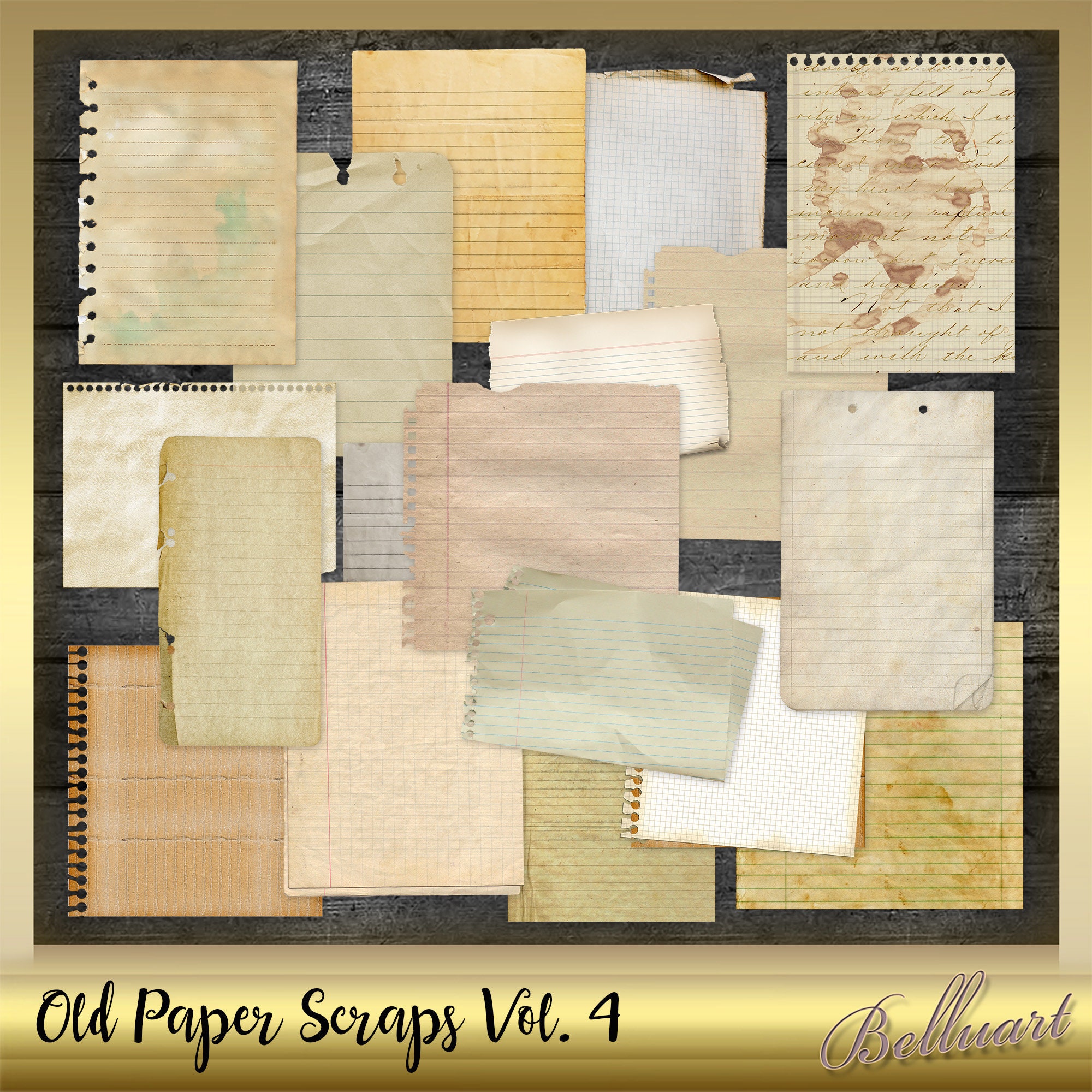 Old Paper Note background pages of an old notebook 4 20 Old Paper Scraps Vol vintage scraps Old paper clip art Instant Download