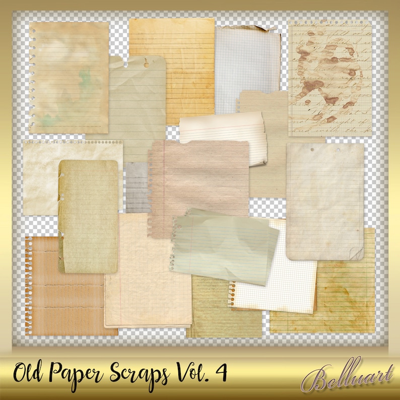 Old Paper Note background pages of an old notebook 4 20 Old Paper Scraps Vol vintage scraps Old paper clip art Instant Download