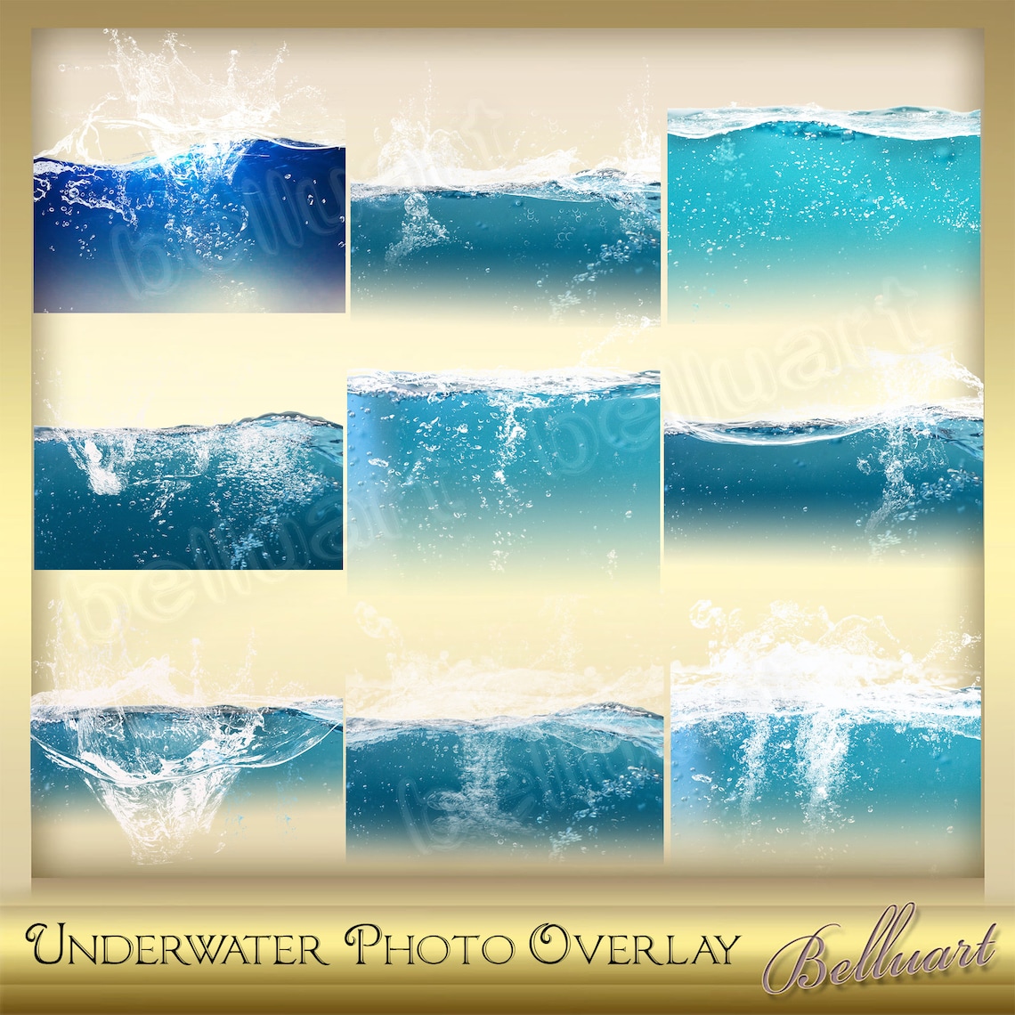 Underwater Photo Overlays flowing water splashes Ocean Etsy