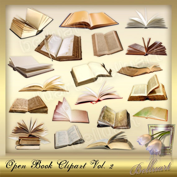 Open Book Cliparts Vol 2 Vintage Book Retro Book Etsy Open Book Cliparts Vol 2 Vintage Book Retro Book Etsy