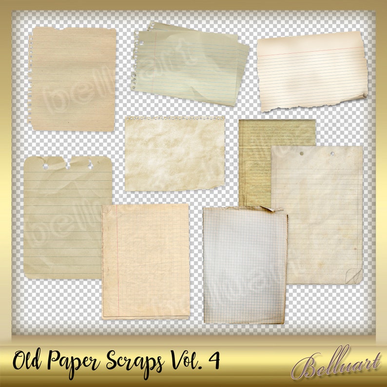 Old Paper Note background pages of an old notebook 4 20 Old Paper Scraps Vol vintage scraps Old paper clip art Instant Download
