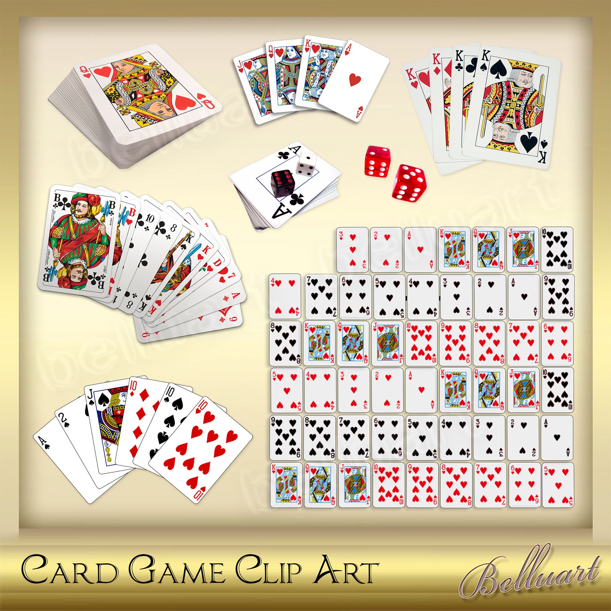 25 Card Game Clip Art Playing Cards Arranged Poker Clip Etsy UK