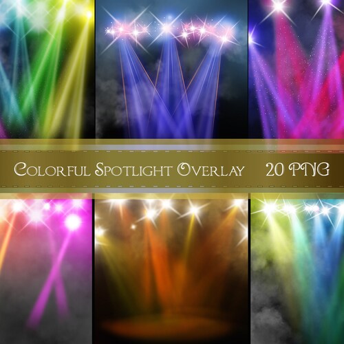 20 Colorful Stage Lighting Overlays Colorful Spotlight Etsy