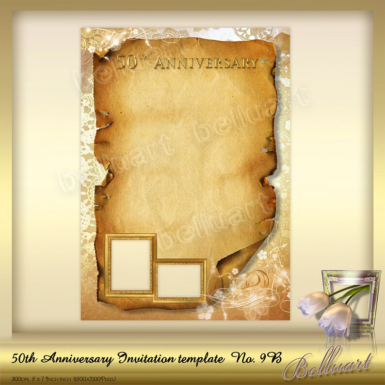 50th Anniversary Invitation template No.9B Golden Wedding Anniversary Invitation Template printable template for 50th wedding anniversary