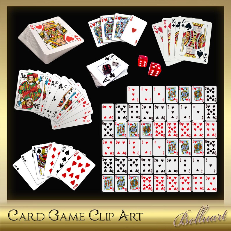 25 Card Game Clip Art Playing Cards Arranged Poker Clip Etsy