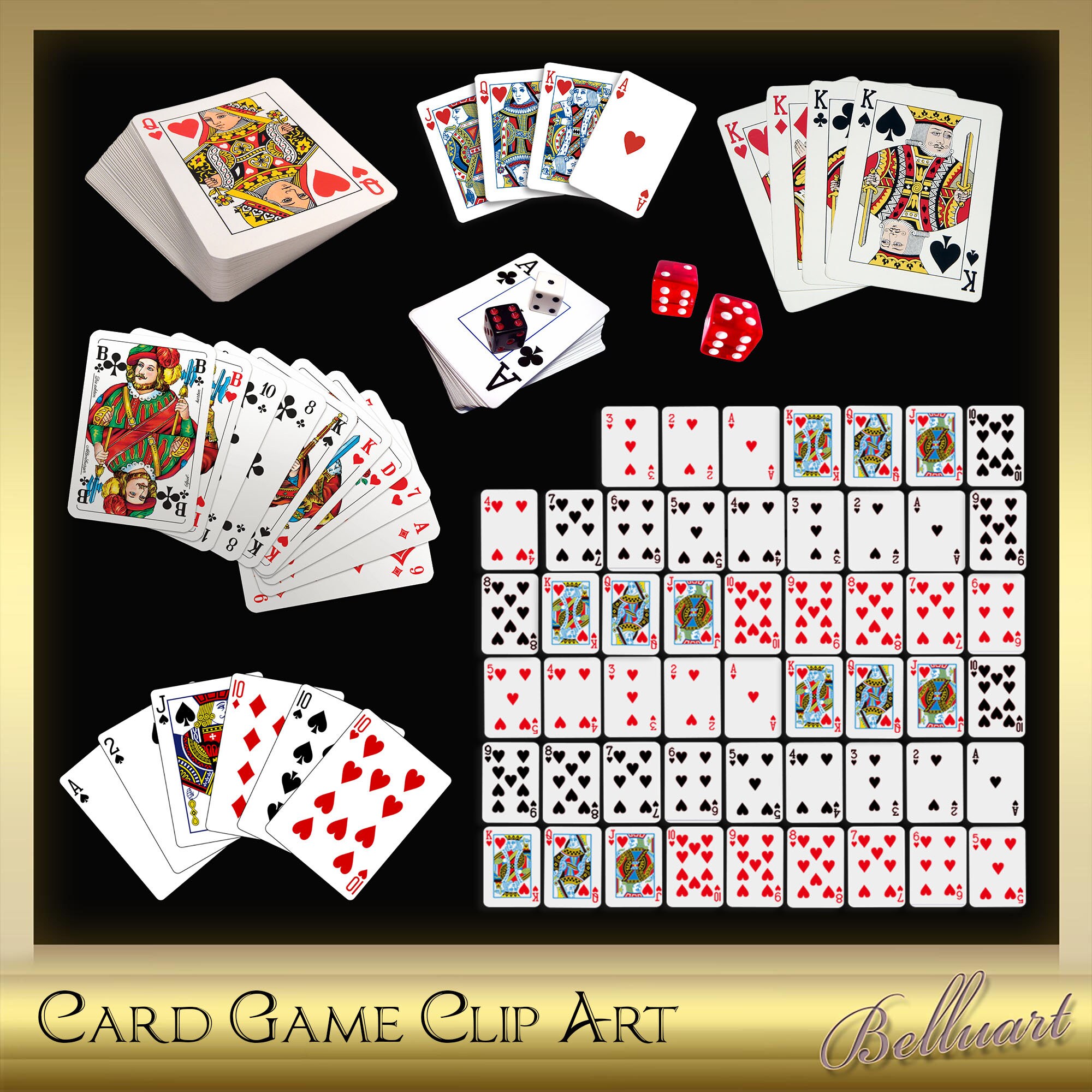 25 Card Game Clip Art playing cards arranged poker clip Etsy