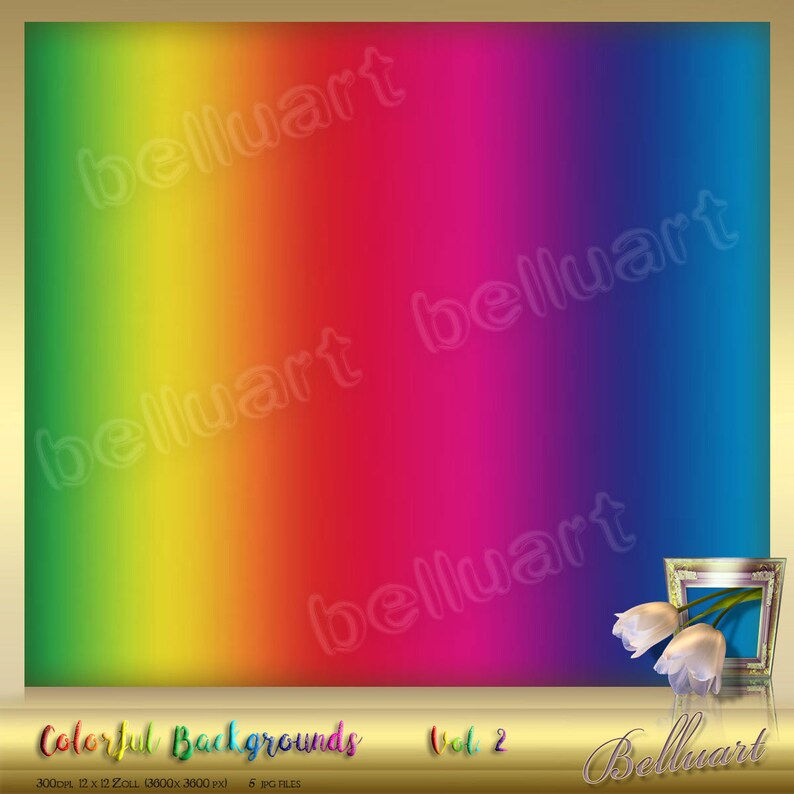 12 x 12 instant download Rainbow Digital Paper Ombre Colorful background Rainbow backdrop 5 Colorful digital Backgrounds Vol 2