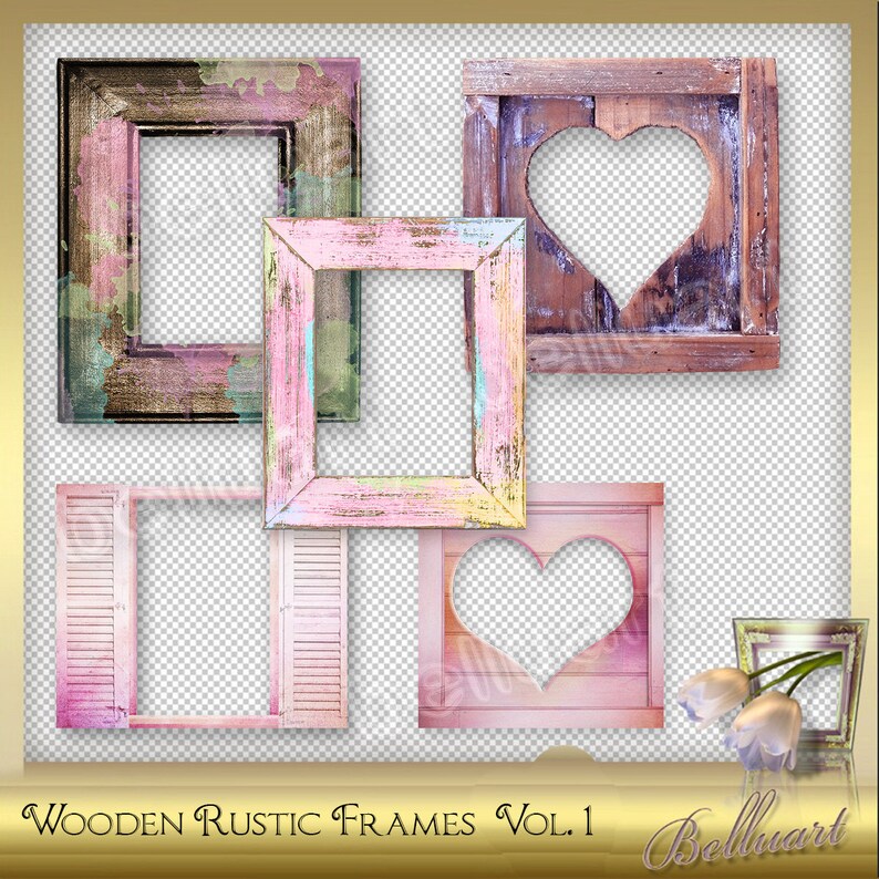 5 Digital Wooden Frames Vol. 1 Wooden Rustic Picture Frames Etsy
