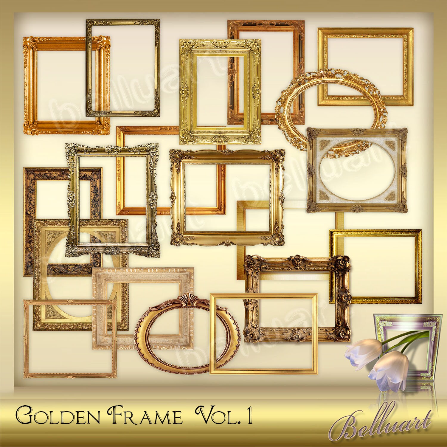 20 Golden Frames Vol. 1 Photo Frame Golden Frame Etsy Ireland