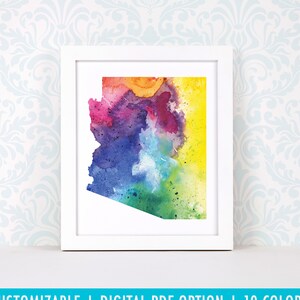Impression d'art de l'Arizona, carte d'art personnalisée, aquarelle originale, impression de carte cardiaque, cadeau de Noël personnalisé ou cadeau de déménagement