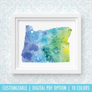 Impression d'art de l'Oregon, art de carte personnalisé, aquarelle originale, impression de carte cardiaque, cadeau de Noël personnalisé ou cadeau de déménagement