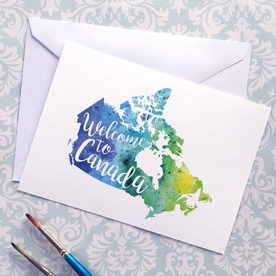 Watercolor Postcards Blank -  Canada