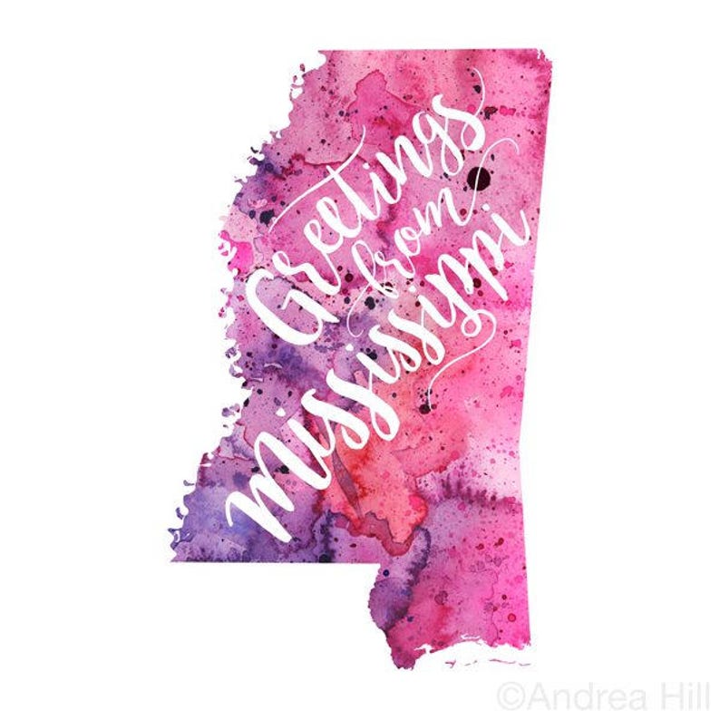 Greetings From Mississippi Map Greeting Card Blank Greeting - Etsy Ireland