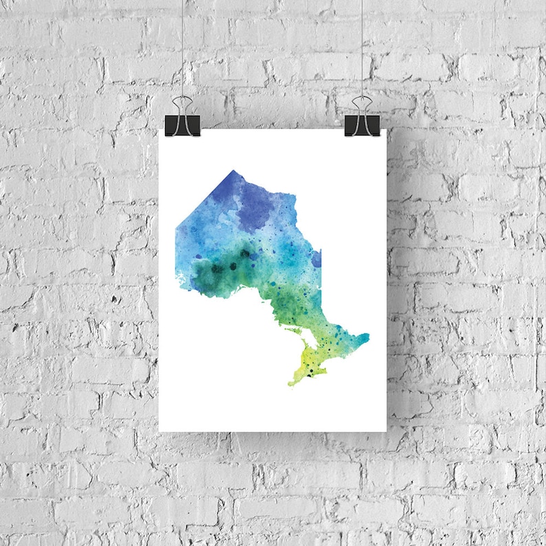 Ontario art print, personalized map art, original watercolor painting, heart map print, personalized Christmas gift or moving away gift image 2