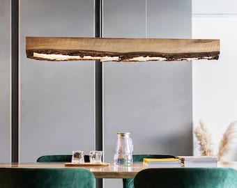 Wood linear chandelier - DRUID Walnut - wooden suspension lighting, modern linear light, wooden linear pendant, sleek wooden fixture