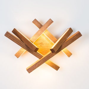 Wooden sconce INTERSTELLAR chandelier LED wall light modern home deco unique design lighting modern wood lamp designer lighting image 1