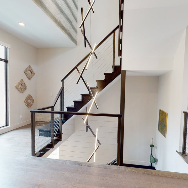 Wooden Chandelier - DNA Vertical - long chandelier- staircase chandelier -Loft-designer lighting-modern lighting-wooden-modern-wooden deco