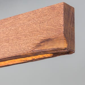 Oak Wood Rustic Light Fixture, Farmhouse Wooden Live Edge Chandelier For Dining Room, Unique Ceiling Light For Dining Table and Kitchen image 14