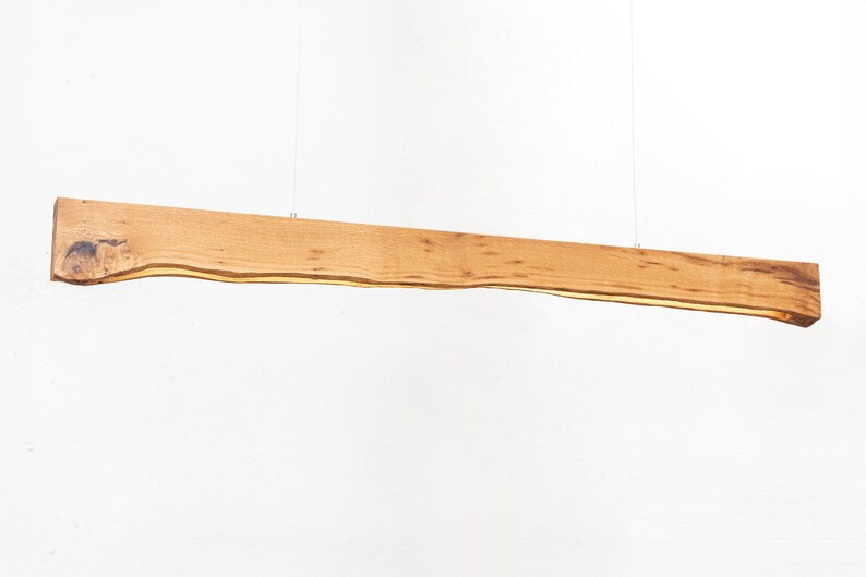 Oak Wood Rustic Light Fixture, Farmhouse Wooden Live Edge Chandelier For Dining Room, Unique Ceiling Light For Dining Table and Kitchen image 17