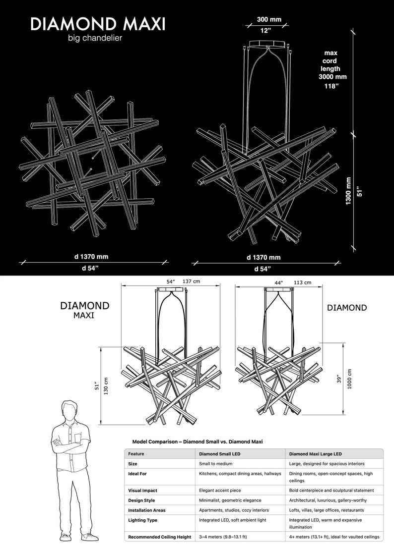 Eco-conscious packaging and size comparison for the large wooden chandelier. Secure shipping for oversized artisan lighting