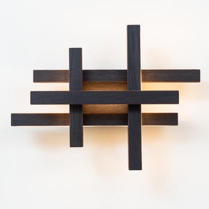 Wooden sconce EQUILIBRIUM, Black wall light, modern hollway sconce, unique wall light, modern sconce, linear ambient wall light.