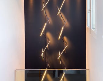 Wooden Chandelier - DNA Vertical - long chandelier- staircase chandelier -Loft-designer lighting-modern lighting-wooden-modern-wooden deco