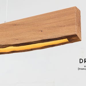 Oak Wood Rustic Light Fixture, Farmhouse Wooden Live Edge Chandelier For Dining Room, Unique Ceiling Light For Dining Table and Kitchen image 16