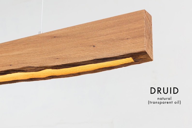 Oak Wood Rustic Light Fixture, Farmhouse Wooden Live Edge Chandelier For Dining Room, Unique Ceiling Light For Dining Table and Kitchen image 16