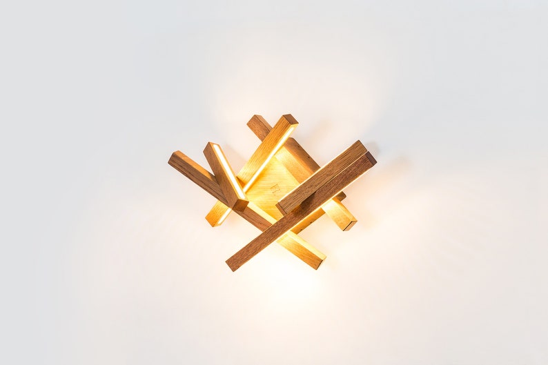 Wooden sconce INTERSTELLAR chandelier LED wall light modern home deco unique design lighting modern wood lamp designer lighting image 5