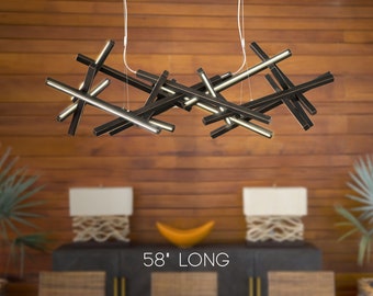 Handcrafted Wooden Chandelier, Solid Wood Dining Room Pendant Light, INFINITY-M Lamp Lightning, Natural Radiance Suspension Decoration