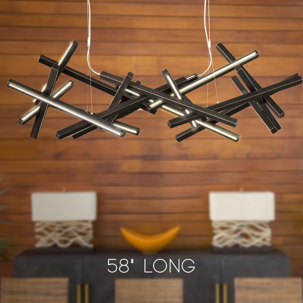 Handcrafted Wooden Chandelier, Solid Wood Dining Room Pendant Light, INFINITY-M Lamp Lightning, Natural Radiance Suspension Decoration