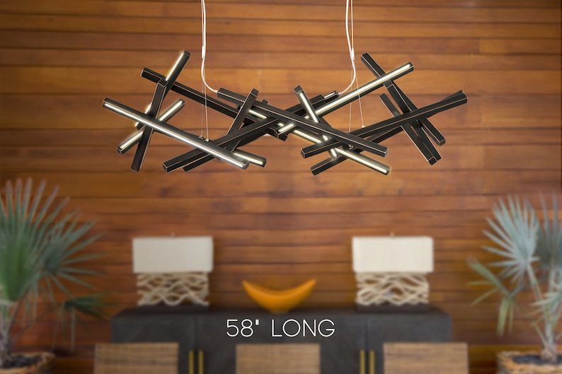 Handcrafted Wooden Chandelier, Solid Wood Dining Room Pendant Light, INFINITY-M Lamp Lightning, Natural Radiance Suspension Decoration image 1
