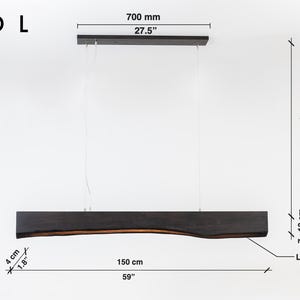 Oak Wood Rustic Light Fixture, Farmhouse Wooden Live Edge Chandelier For Dining Room, Unique Ceiling Light For Dining Table and Kitchen image 11