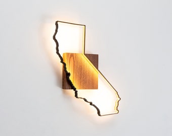 Custom California Map Metal Wall Art With Led Lights, Personalized California State Name Sign Decoration Born in California State Home Decor