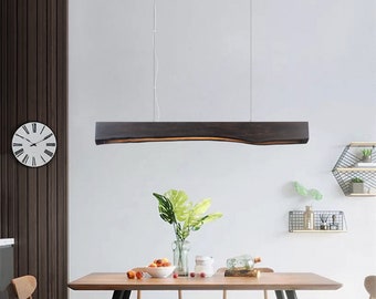 Wood linear chandelier 47"- Small DRUID - wooden suspension lighting-modern lighting-linear lighting - wooden pendant