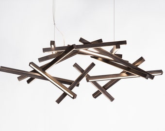 Black Wooden chandelier, INTERSTELLAR XL, Chandelier Design, Dining Room Chandelier, Chandelier Lighting, Hanging light