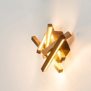 Wooden sconce INTERSTELLAR chandelier LED wall light modern home deco unique design lighting modern wood lamp designer lighting image 3