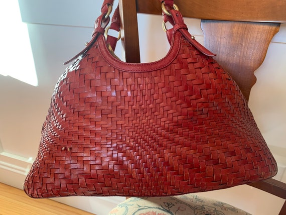 Cole haan woven leather handbag hot sale