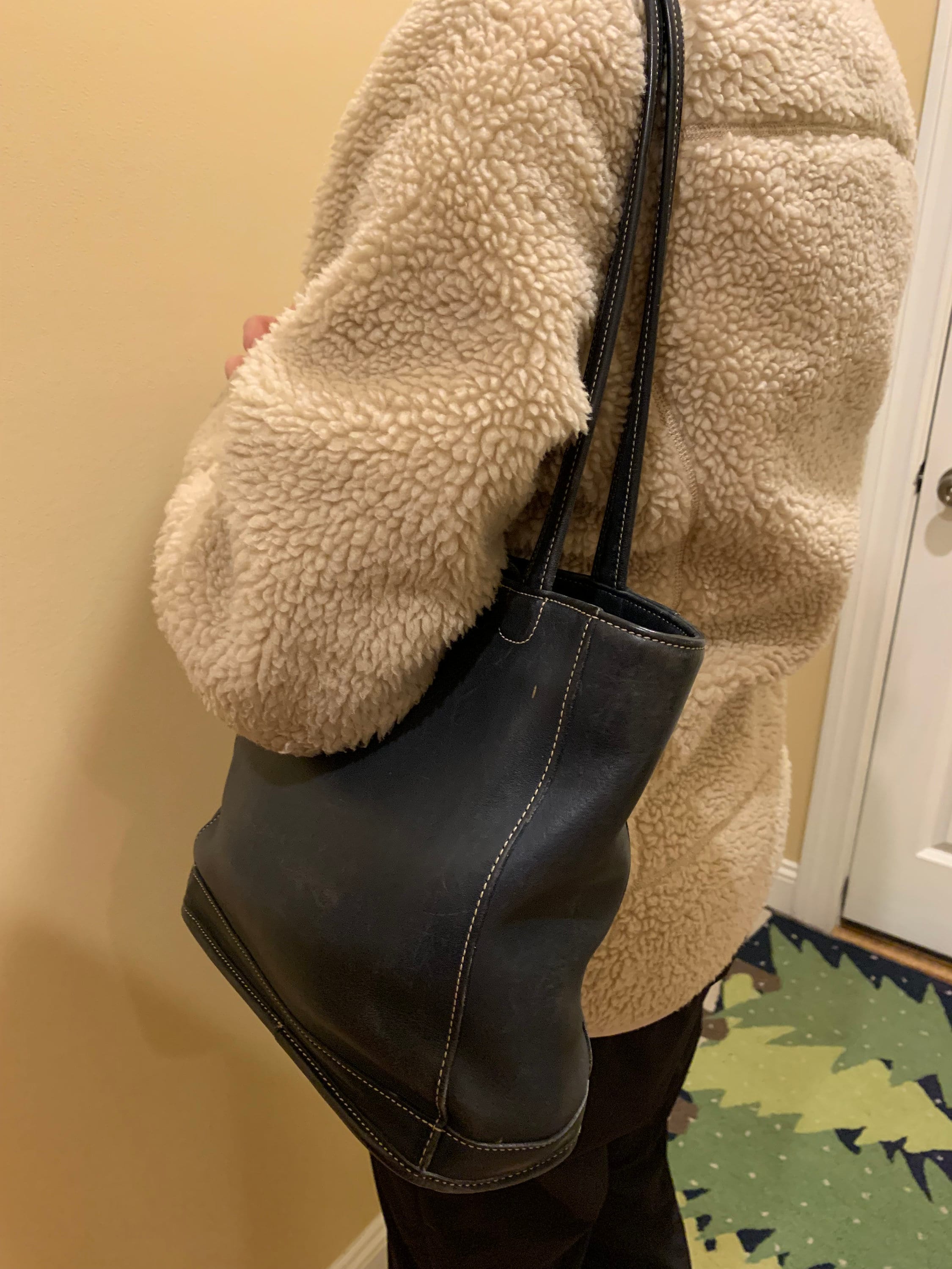 Vintage 1990's Coach Bleeker Tote - Navy With White