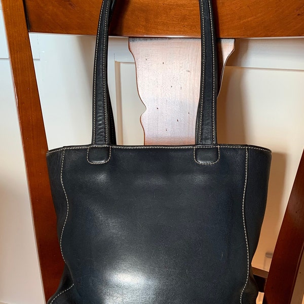 Vintage 1990’s Coach Bleeker Tote - Navy with white stitching