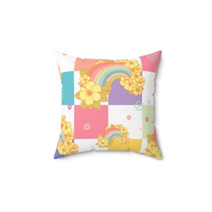 Kleurrijk retro Hawaï-regenboogdammen decoratief sierkussen, woondecoratie tropisch eiland, strandhuiskussens, Hawaiiaanse huisaccenten