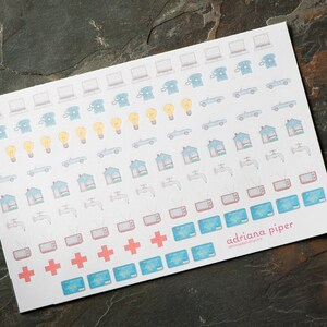 Utility/Bill Stickers for Erin Condren Life Planner, Plum Paper Planner, Filofax, Kikki K, Calendar or Scrapbook HF-410