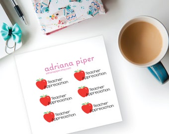 Teacher Appreciation 6 ct Stickers for Erin Condren Life Planner, Plum Paper Planner, Filofax, Kikki K, Calendar or Scrapbook SK-240