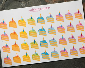 Birthday Cake Stickers for planners, journals, calendars, or scrapbooks