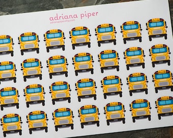 School Bus Stickers for Erin Condren Life Planner, Plum Paper Planner, Filofax, Kikki K, Calendar or Scrapbook SK-207